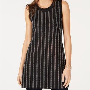 I.N.C. Rhinestone-Striped Tunic Sweater Dress